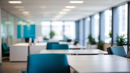 Blurred office interior space background. Working space with defocused effect. Business concept