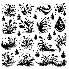 water splash set vector illustration isolated