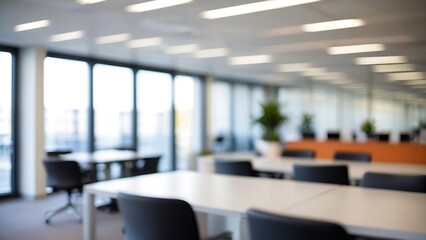 Blurred office interior space background. Working space with defocused effect. Business concept