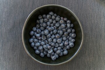 Fresh blueberries in a ceramic bowl.
