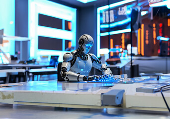 Obraz premium Future homes with humanoid helpers.