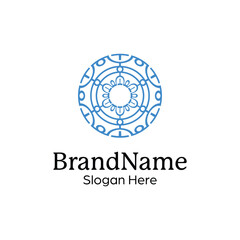 Abstract symmetric Mandala Pattern Logo Design Template