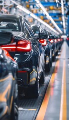 Obraz premium Mass Production of Cars in Industrial Factory Setting