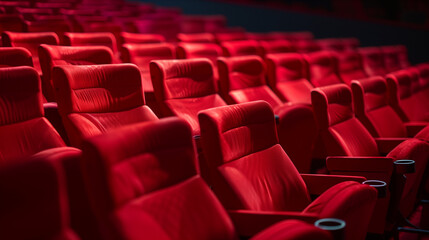 Fototapeta premium rows of red seats in theatre