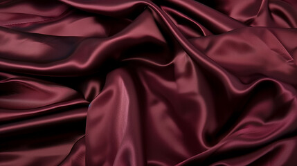Obraz premium Rich burgundy satin fabric, elegantly draped for evening wear promotions.