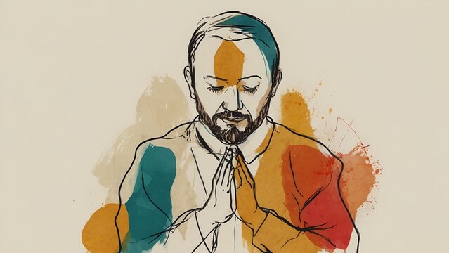 A sketch of a man in prayer