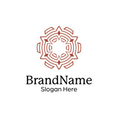 Abstract symmetric Mandala Pattern Logo Design Template