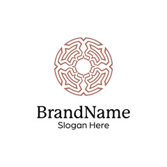 Abstract symmetric Mandala Pattern Logo Design Template