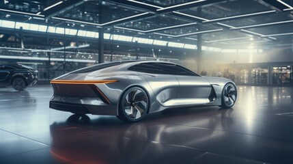 Obraz premium Chinese engineer designing ev battery module in electric vehicle manufacturing plant