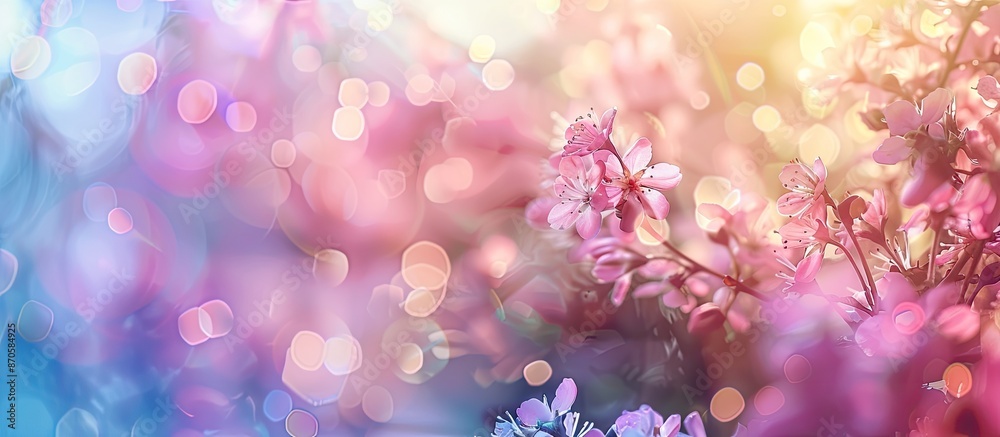Poster blurred flower bokeh backdrop providing a stunning copy space image.