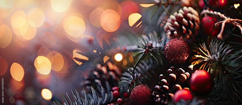 Aufkleber festive christmas and new year decorations with a focused image creating a holiday atmosphere with c