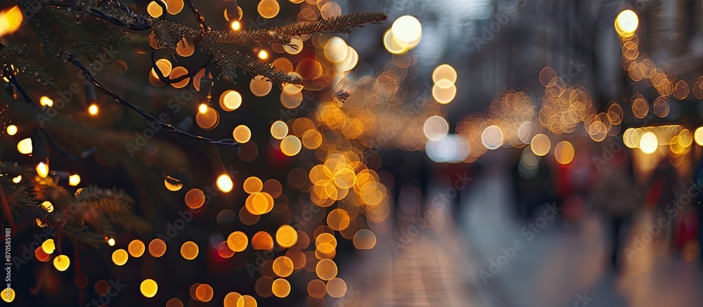 Poster Bokeh lights at Christmas creating an out-of-focus abstract effect, perfect for a photo with copy space image.
