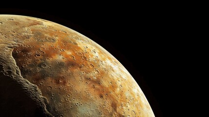 A close-up view of a specific planet in the solar system, showcasing its unique features and terrain in stunning detail.