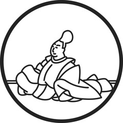 線画円形シンプル百人一首　安倍仲麿