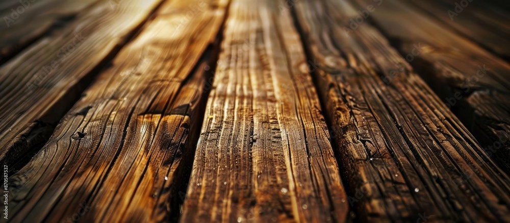 Fototapete detailed close up of a wooden texture with a line pattern in the foreground, creating an interesting