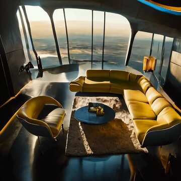 a shot with harsh sun light with a light brown mood, a shot of modern couch lounge from 45 degree camera angle on a soild white background