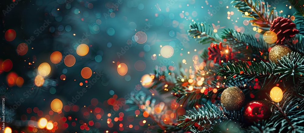 Poster abstract holiday background with fireworks on new year's eve and room for copy space image.