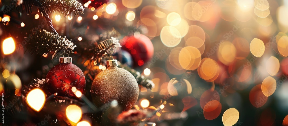 Aufkleber Blurred Christmas bokeh background with abstract design and copy space image.