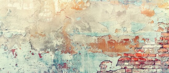 Naklejka premium Abstract background with a soft-colored brick-patterned concrete wall texture offering ample copy space image.