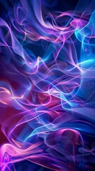Fototapeta premium Colorful swirling abstract smoke pattern, blending vibrant shades of pink, blue and purple. Digital art concept for creative backgrounds