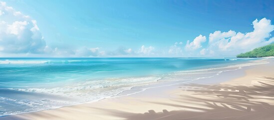 Background portraying a serene beach with a tranquil ocean; ideal for copy space image.