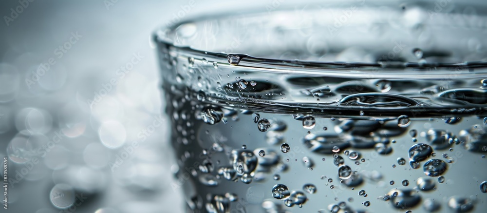 Aufkleber close-up view of a glass with water drops, featuring copy space image.