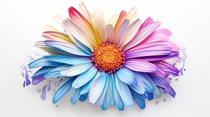 A daisy flower as a digital illustration, bursting with vibrant colors and intricate details.