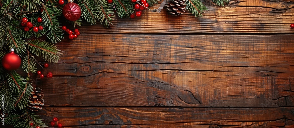 Poster background of christmas with wooden texture, providing ample copy space image.