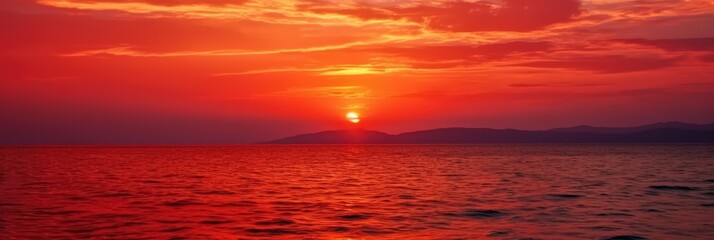 Fototapeta premium Fiery Sunset Over the Sea