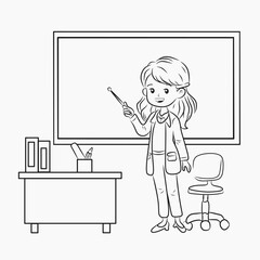 Female Teacher Explaining Lesson in Classroom coloring page