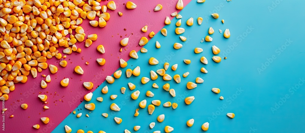 Poster Corn kernels displayed on a vibrant background with space for additional images.