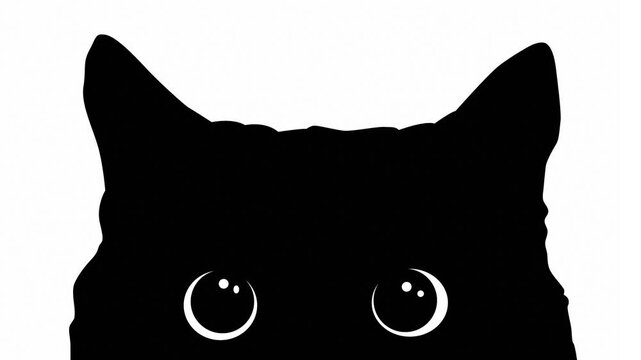 black cat blinking 2d animation loop 4k backdrop