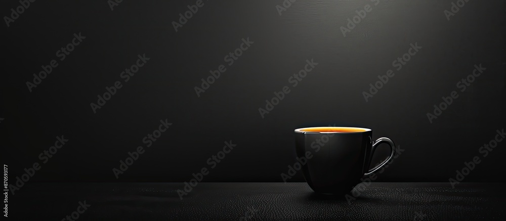 Poster Black coffee cup on a black backdrop with space for additional content, copy space image included.