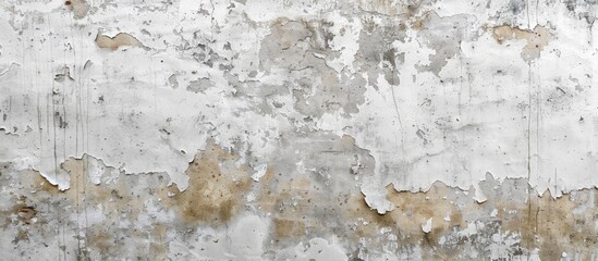 Background and texture of an aged white-painted cement wall with copy space image.