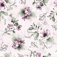 Beautiful fantasy vintage wallpaper botanical flower bunch,vintage motif for floral print digital background