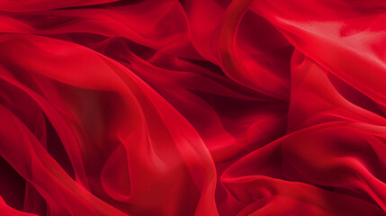 Vibrant red chiffon fabric with delicate, flowing texture. Perfect for romantic fashion advertising.

