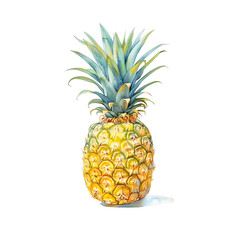 Watercolor illustration of pineapple on white background