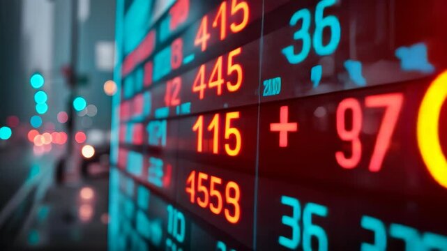 Dynamic business stock market display featuring Private Credit in neon lights showcasing financial data trends and private lending industry at night