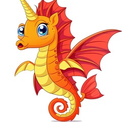 Naklejka premium Seahorse superhero cartoon isolated whitebackground