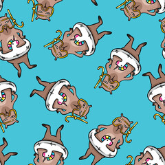 Pattern with summer capybara. Background for textile, fabric, stationery, wrapping paper, pajamas and other design.