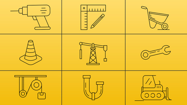 Industrial And Construction Line Icons
