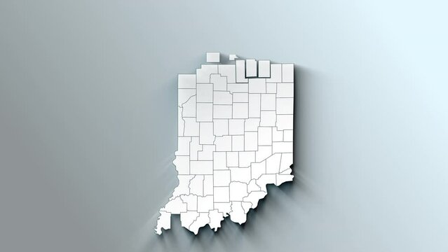 Modern Dynamic White Map of Indiana with Counties