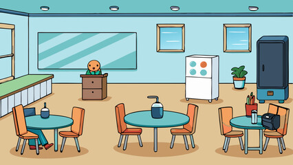 cartoon scene realistic style showing an office