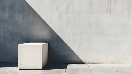 A minimalist composition of an angled shadow from a geometric object, creating a sharp contrast against a smooth white wall.