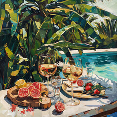 Fototapeta premium painting with a summer scene