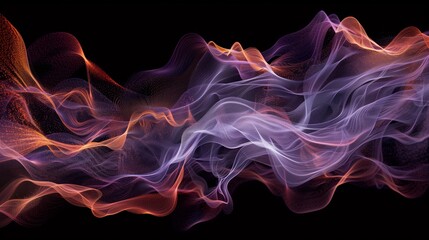 Obraz premium A digital art piece of abstract waves and lines forming complex patterns in a black background.