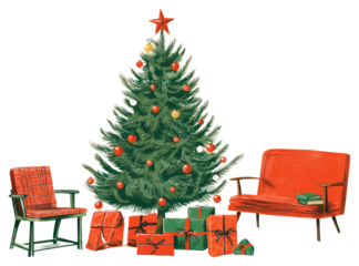 PNG Christmas tree furniture cartoon.