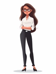 Fototapeta premium Accountant female wearing accountant uniform, Full body character, vector illustration, Clip art, business, isolated on white background