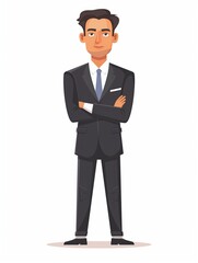 Fototapeta premium CEO Executive male wearing CEO executive uniform, Full body character, vector illustration, Clip art, management, isolated on white background
