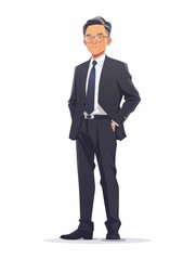 Obraz premium CEO Executive male wearing CEO executive uniform, Full body character, vector illustration, Clip art, management, isolated on white background